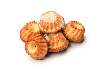 Cake made of cottage cheese isolated on a white background.