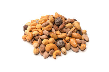  A group of almonds, pistachios, walnuts, macadamia, cashews.