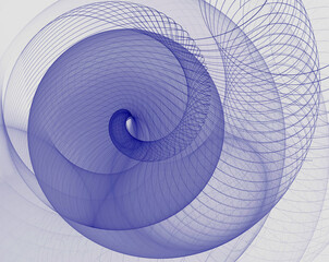 3d illustration. Fractal technological. Abstract image of a blue spiral coming out of a ball on a white background. Graphic element, texture for web design.