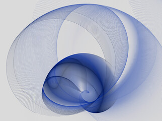 3D illustration. Abstract image. Fractal technological. Blue transparent fabric folded into a curl on a white background. Graphic element, texture for web design.
