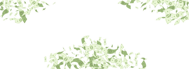 Swirl Cash Vector White Panoramic Background.