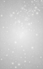 Silver Snowflake Vector Grey Background. Sky Snow