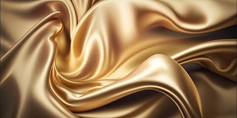 Obraz premium Gold Silk Fabric Background (Generative AI)