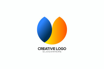 Obraz premium Modern creative circle O and U colorful logo design vector template, OU logo design illustration