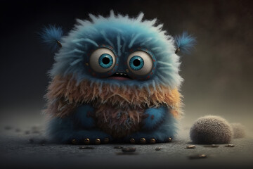 Obraz premium Fluffy monster. Generative AI