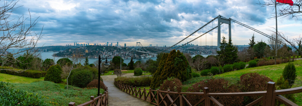Panoramic view of Istanbul from Otagtepe in winter