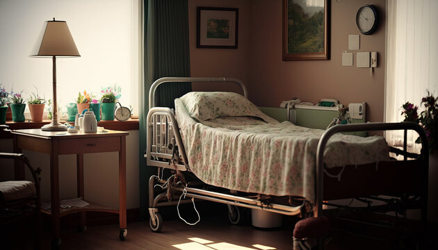 Nursing Home Room With Care Home Bed, Generated With Ai Tools