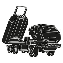 HIMARS Doodle fill color. M142 High Mobility Artillery Rocket System. Tactical truck.