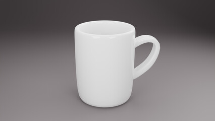 Realistic white cup isolated on gray background.3d render illustration