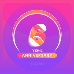 Number 6 vector logos for Anniversary Celebration Isolated on Violet background, Vector Design for Celebration, Invitation Card, and Greeting Card.