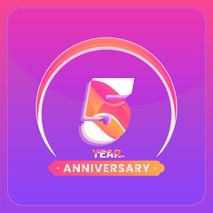Number 5 vector logos for Anniversary Celebration Isolated on Violet background, Vector Design for Celebration, Invitation Card, and Greeting Card.