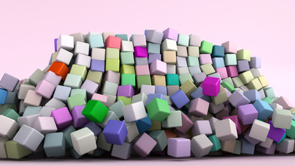 Abstract 3D Illustration of Colorful Cubes on bright background - 581912825