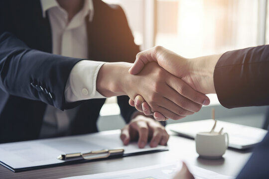 Business people shaking hands created with AI