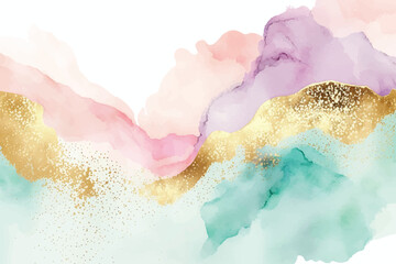 Abstract watercolor background with gold glitter