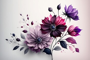 Pink and purple flowers on a light background
