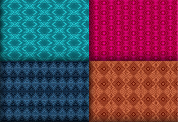 Abstract geometrical argyle seamless ornament collection. Native american tracery ethnic patterns. Argyle zigzag geometric vector seamless ornament set. Monochrome background templates.