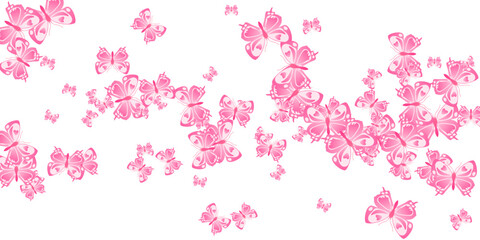 Exotic pink butterflies flying vector background. Summer pretty insects. Simple butterflies flying kids wallpaper. Gentle wings moths patten. Fragile beings.