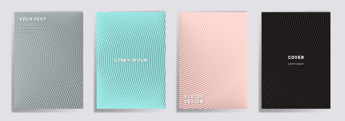 Semicircle lines halftone grid covers vector set.