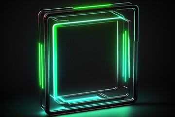 neon frame on carbon fiber background, Generative AI