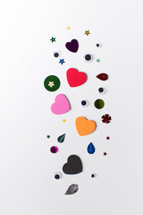 A set of various and colorful materials for children's crafts. Children's craft, artistic development of children