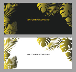 Vector banner, tropical leaves. Banner design, vector elements.