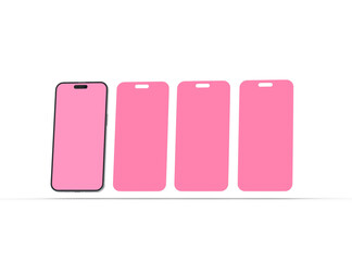Render of smartphone and some separated screens floating on transparent background. ui ux app concept. 3d render