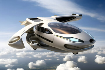 Fototapeta na wymiar Futuristic flying car. Generative AI