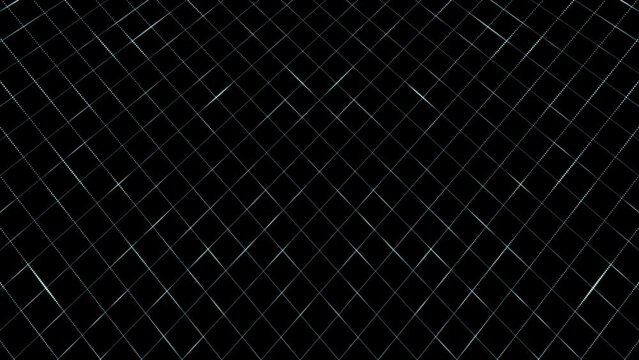 Abstract grid lines pattern loop motion on black background.