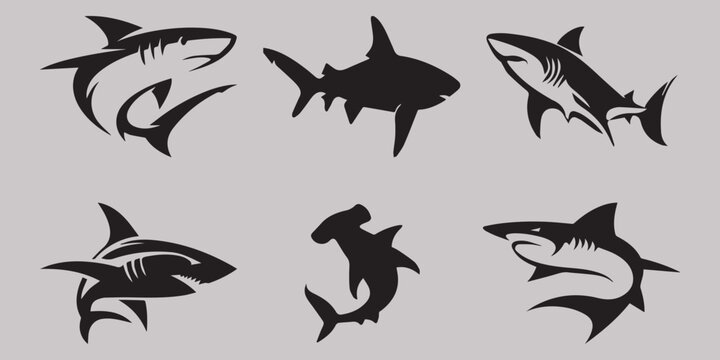 black shark icons on a gray background