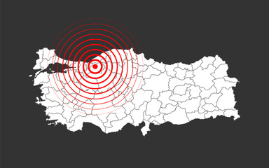 Turkey, earthquake February 6, 2023. Vector Illustration of the Map of Turkey on White Background. EPS 10