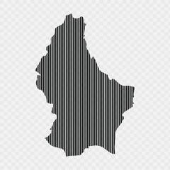 Map of Luxembourg with lines isolated on transparent background. Vector