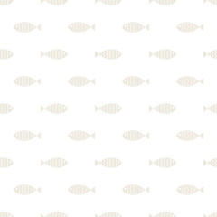 Nautical seamless pattern with swimming cartoon fish. Vector illustration
