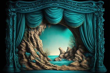turquoise curtain stage, Generative AI