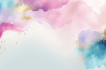 Abstract watercolor background with gold glitter