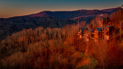 Carolina Cabins at sunset