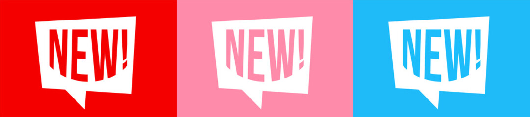 set of wasps that say new in various colors