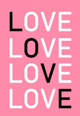 background with the word love on pink background
