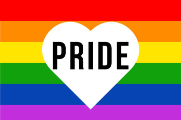 lgbt flag with a heart and the word pride