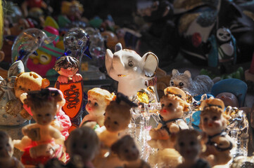 Miniature porcelain figurine characters sold in antique market