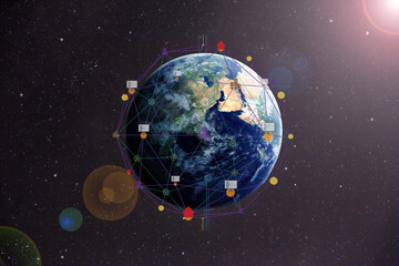 planet earth connected with contact point