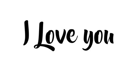 text I love you on white background