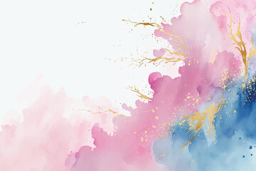 Abstract watercolor background with gold glitter