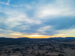 Fototapeta premium Sunset landscape of Wichita Mountains National Wildlife Refuge