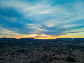 Fototapeta na wymiar Sunset landscape of Wichita Mountains National Wildlife Refuge