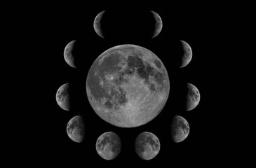 full moon with all its phases