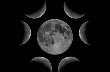 Obraz premium beautiful full moon with moons around