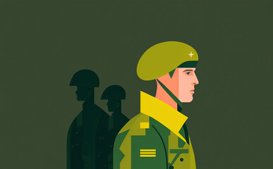 Ukrainian soldiers fighting for their freedom illustration. Generative AI - 581926453