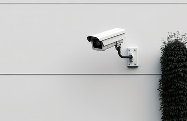 Überwachungskamera an der Hauswand. Sicherheit und Überwachung. Registrierung von Bewegungen und Meldung zum Wachdienst. - obrazy, fototapety, plakaty
