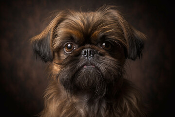 Fototapeta na wymiar Majestic Griffon Dog on Dark Background - A Perfect Depiction of This Brave and Loyal Breed