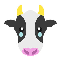 シンプルで可愛い牛の泣き顔イラスト